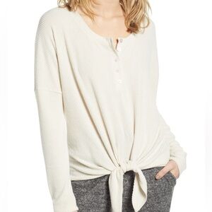 Treasure & Bond White Button Down Ribbed Top